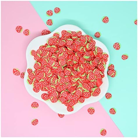 RUİTAİQİN RTAO0228 100g Kawaii Meyve Çilek Polimer Kil Dilimleri Sahte Sprinkles El Sanatları Yapımı için DIY Balçık Dolum
