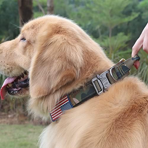Taktik köpek tasması ve Bungee tasma,ABD Amerikan bayrağı ile askeri köpek tasması ve tasma seti Ağır Metal toka ve saplı
