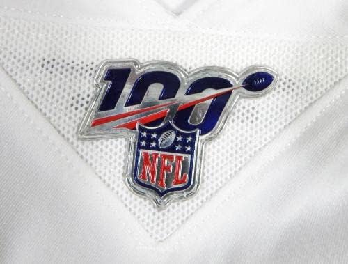 2019 Jacksonville Jaguars 29 Oyunu Verilen Beyaz Forma 25th 100th Yama 38-İmzasız NFL Oyunu Kullanılmış Formalar