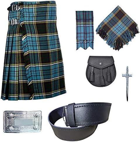 En iyi İskoç Geleneksel 8 Metre Akrilik Yün Tartan Kilt Kıyafeti (Anderson Tartan, 38)