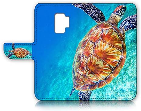 ıçin Samsung S9, Galaxy S9, Tasarlanmış cüzdan kılıf telefon kılıfı Kapak, A23158 Mavi Deniz Kaplumbağası 23158