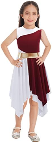 Shinsto Çocuk Kız Asimetrik Renk Bloğu Liturjik Övgü Dans Elbise Tunik Kilise Lirik Ibadet Giyim