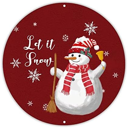 DecStic hoş geldin yazısı Let It Snow Yuvarlak Metal Işareti Kış Kardan Adam Kar Tanesi Işareti Noel Sevinç Metal Işareti