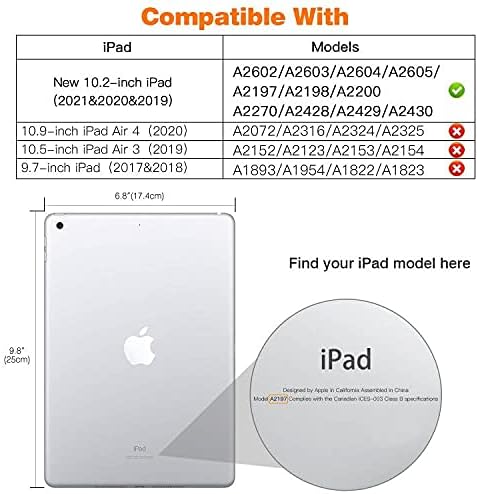 MoKo iPad 10.2 iPad kılıfı 9th Nesil 2021 / iPad 8th Nesil 2020 / iPad 7th Nesil 2019, ince Standı Sert Arka Kabuk akıllı