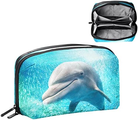 Makyaj çantası Seyahat Çantası, Suya dayanıklı Makyaj kozmetik çantası Seyahat Organizatör Aksesuarları, Mavi Okyanus Hayvan