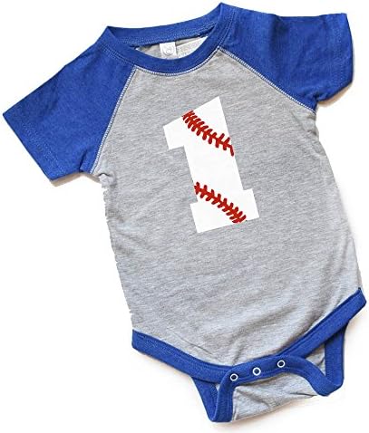 1 Beyzbol Doğum Günü Bodysuit Erkek / Kız İlk Bday Bebek Raglan Gömlek 1st Trendy Hediye Heads Up Gömlek