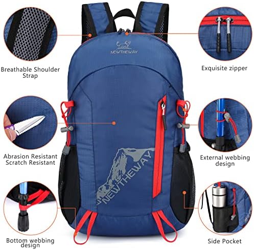 Esup 20L Hafif yürüyüş Sırt Çantası Katlanabilir Küçük seyahat sırt çantası Packable Kamp Sırt Çantası için Kadın Erkek (Mavi)