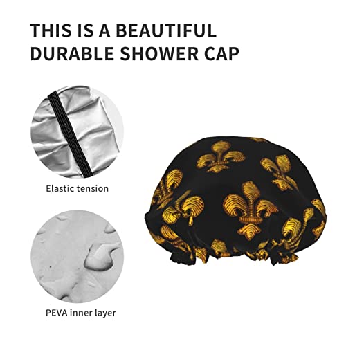 Kadınlar Kullanımlık Streç Hem Saç Şapka Marie Fleur De Lis Çift Katmanlar Su Geçirmez Duş Başlığı banyo bonesi