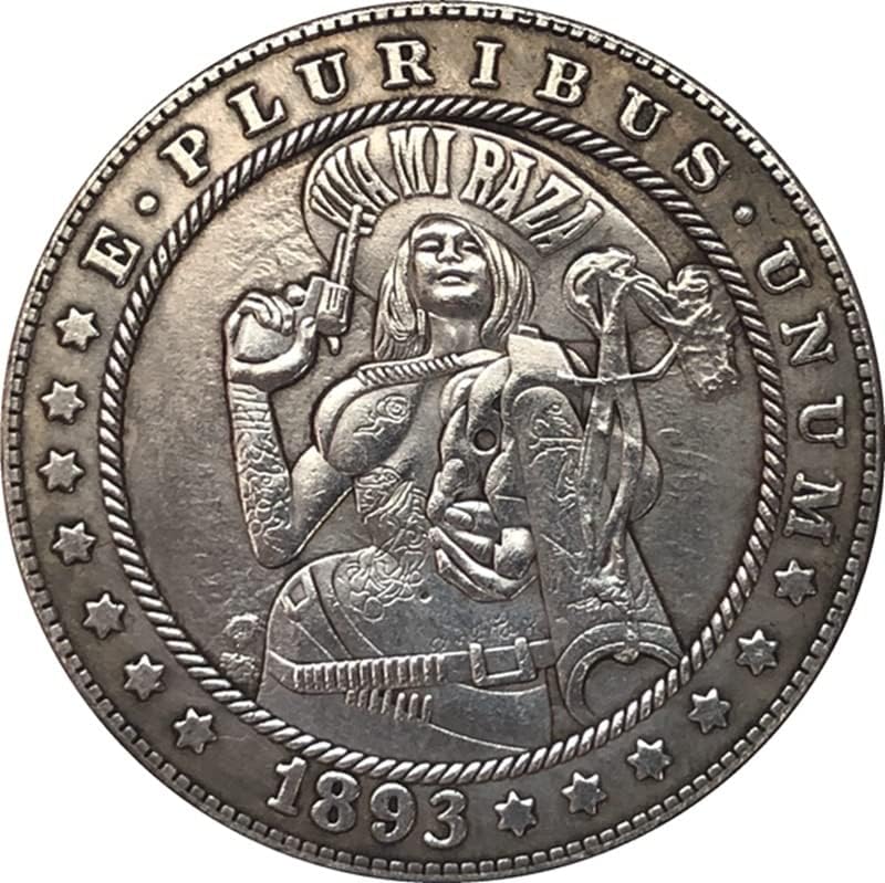 QİNGFENG 38mm Antik Gümüş Dolar Sikke Amerikan Morgan Serseri Sikke 1893 S Zanaat 48