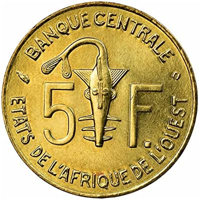 Batı Afrika Devletleri 5 Frangı 2002-2010, 20mmOrijinal Afrika Antilop Parası