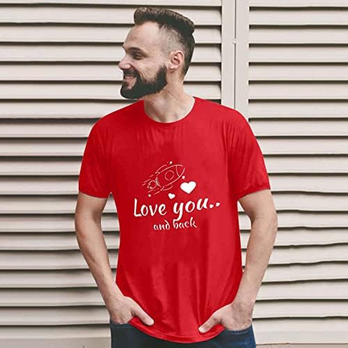 Sevgililer Günü Eşleştirme Tees Çiftler için Aşk Kalp Baskı Kısa Kollu Tunik Üstleri Bay ve Bayan Tee Gömlek Moda Bluz