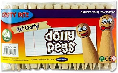 Premier Kırtasiye Crafty Bits Dolly Pegs-Doğal Renk (24'lü Paket)