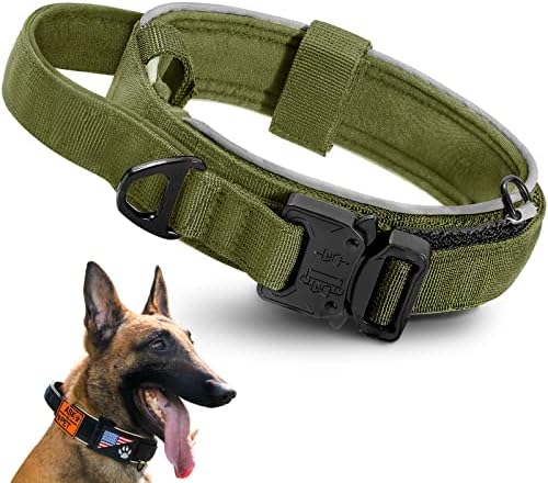 KİTTYWOO Taktik köpek tasması Askeri Eğitim Yansıtıcı kontrol kolu Metal Toka Amerikan Bayrağı Yamalar Mini Taşınabilir D-ring(Siyah,
