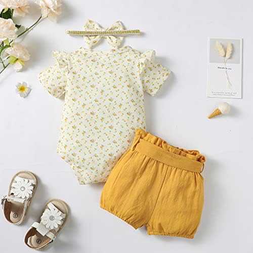 Mioglrie Yenidoğan Bebek Kız Giysileri Romper şort takımı Sevimli Bebek yaz kıyafetleri Pamuk Bebek Giysileri Kızlar için