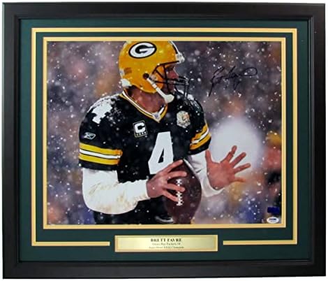 Brett Favre Packers İmzalı / İmzalı 16x20 Fotoğraf Çerçeveli PSA / DNA 141748-İmzalı NFL Fotoğrafları