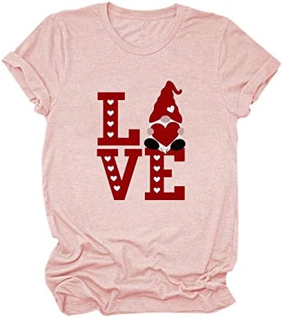 Sevgililer Günü Hediyesi Kızlar Kadınlar için sevgililer Günü Gömlek Aşk Kalp Baskı Kısa Kollu Casual Crewneck Tees Tops