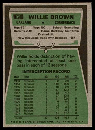 1975 Topps 95 Willie Brown Oakland Akıncıları (Futbol Kartı) NM Akıncıları Grambling