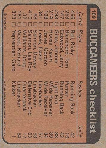 1981 Topps 169 Ricky Bell / Gordon Jones / Mike Washington / Lee Roy Selmon Korsanları TL NFL Futbol Kartı NM-MT