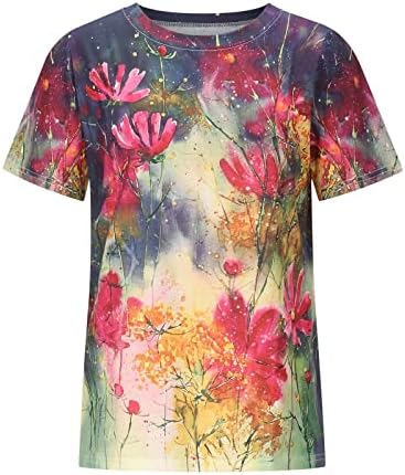 Genç Kızlar Ekip Boyun Pamuk Çiçek Grafik Casual Bluz T Shirt Kadın Yaz Sonbahar IH IH
