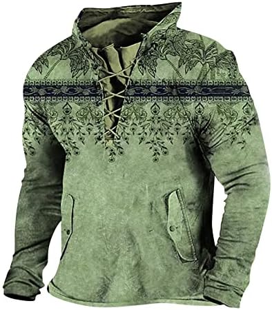 Erkekler Orta Ağırlık İpli Hoodies Üst Gevşek Baskı Kazak Rahat Rahat Kazak Polar Moda Bluz
