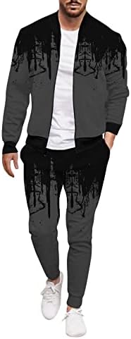 DIYAGO ERKEKLER Ceket ve Pantolon Iki Parçalı Setleri Artı Boyutu Colorblock Çizgili Kravat Boya Rahat Dokuma Spor Renkli
