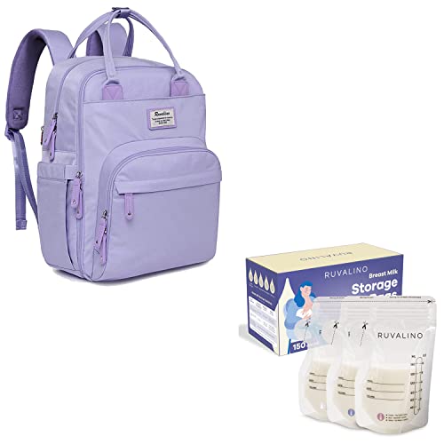 RUVALINO Bebek Essentials Seti Yeni Anneler için bebek bezi çantası Sırt Çantası ve Anne Sütü saklama çantası Paketi
