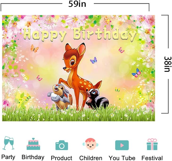 Bahar Zemin Doğum Günü Partisi Malzemeleri için Bambi Bebek Duş Afiş Doğum Günü Partisi Dekorasyon için 5x3ft
