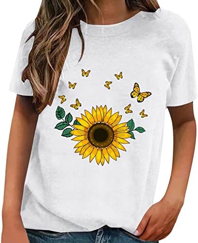 Kadın Rahat Grafik Tees Sevimli baskı t-shirt Büyük Boy Ekip Boyun Kısa Kollu Yaz T Shirt Üstleri Gevşek Bluzlar