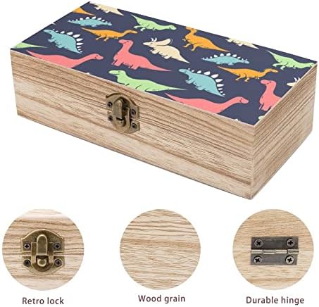 Renkli Dinozor Ahşap saklama kutusu Masaüstü Küçük Dekoratif Organizatör Takı kapaklı kutular