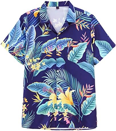 MRİGNT erkek havai gömleği Kısa Kollu Baskılı Düğme Aşağı Yaz Plaj Gömlek