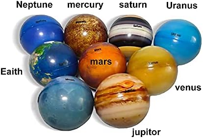 CHDHALTD 6.3 cm Sekiz Gezegenler Ay Yıldız Topu Oyuncak Renkli Kabarık Sünger Elastik Baskı Yıldız Topu Çocuk eğitici oyuncak