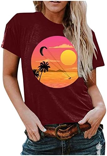 Güneş Gömlek Kadınlar için Güneş Martı Grafik Kısa Kollu T Gömlek Yaz Tatili Tee Tops