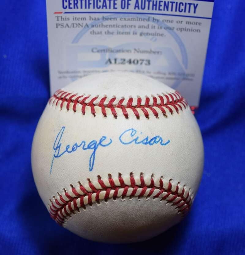 George Cisar PSA DNA Coa İmzası Ulusal Lig ONL İmzalı Beyzbol