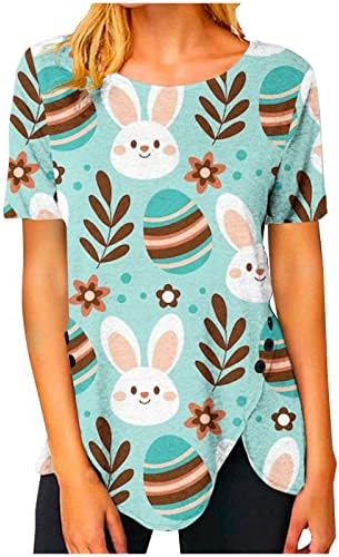 Kadın Paskalya T Gömlek Nedensel Yuvarlak Boyun Komik Tavşan Baskılı Sevimli Tişörtleri Şık Bluzlar kısa kollu tişört Tatil