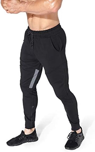BROKİG Erkek Uyluk Örgü spor koşucu pantolonu, erkek Casual Slim Fit Egzersiz Vücut Geliştirme Sweatpants Fermuarlı Cebi