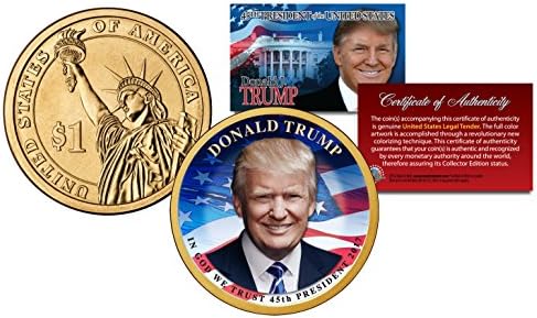 Donald Trump 45th Başkan Resmi Renklendirilmiş Başkanlık Dolar $1 Sikke