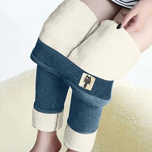 HCNTES kış pantolonları Kadınlar için Artı Boyutu, Kadın Kış Sıcak Sevimli Ayı Baskılı Tayt Pantolon Polar Astarlı Kalın