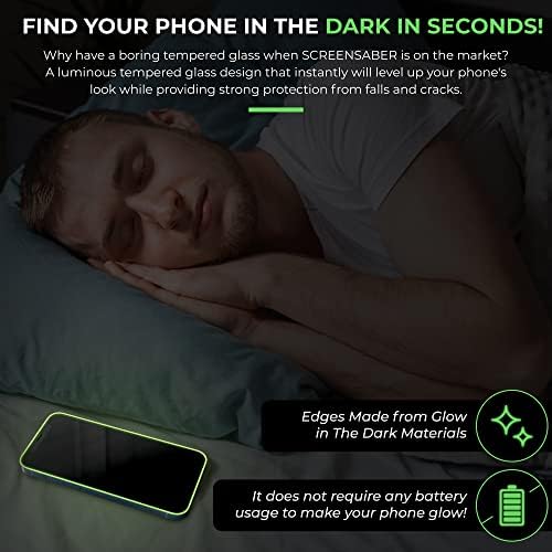 SCREENSABER aydınlık Ekran Koruyucu için iPhone 11 / iPhone XR 6.1 inç Karanlıkta Parlayan Temperli Cam (Yeşil)