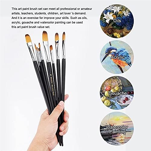 GRETD 9 Adet Sanatçı Boya Fırçaları Naylon Boya Uzun Saplı Boyama Fırça Seti Yağlar, Akrilik, Guaj ve Suluboya Resim