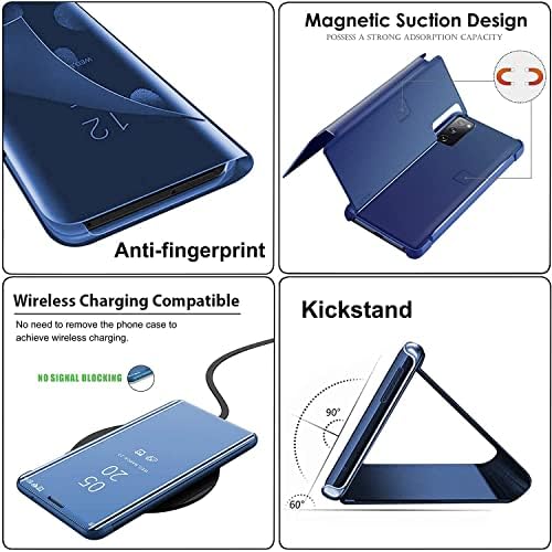 Samsung Galaxy S22 5G Kılıf ile uyumlu Flip Deri Kapak Temizle S-Görünüm Ayna Darbeye Dayanıklı Kapak Kickstand ile Anti-Scratch