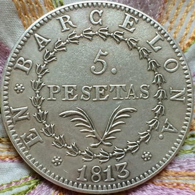 1813 İspanyol Paraları Bakır Gümüş Kaplama Antika Paralar Paralar El Sanatları Koleksiyonu Darbe Olabilir