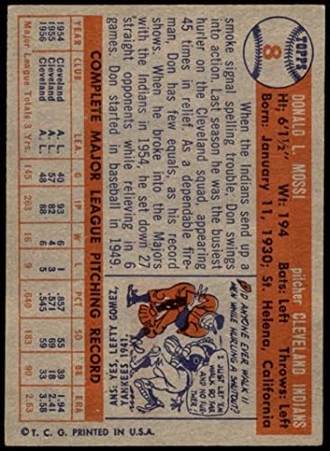 1957 Topps 8 Don Mossi Cleveland Kızılderilileri (Beyzbol Kartı) ESKİ + Kızılderililer