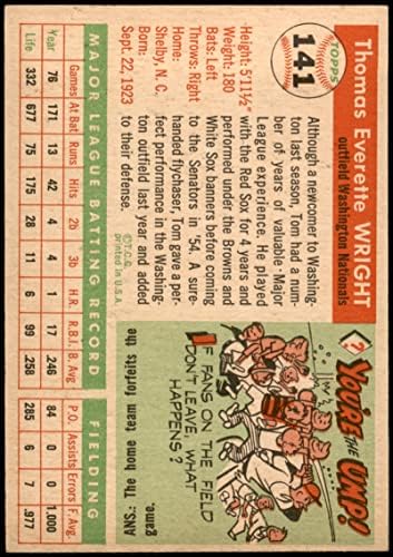 1955 Topps Beyzbol 141 Tom Wright Mickeys Kartlarıyla Mükemmel (10 üzerinden 5)