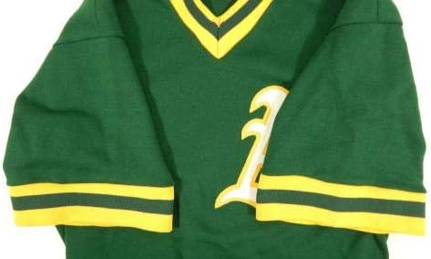 1980'lerin sonu Oakland Atletizm 2 Oyun Kullanılmış Yeşil Forma Vuruş Antrenmanı DP04640 - Oyun Kullanılmış MLB Formaları