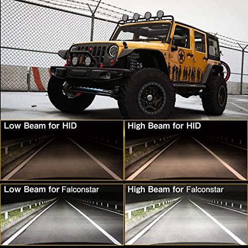 Falconstar RGB LED farlar ile uyumlu Jeep Wrangler TJ LJ JK JKU, 7 inç 40 W dönen Rover Halo spor ışıkları ile 4 inç sis