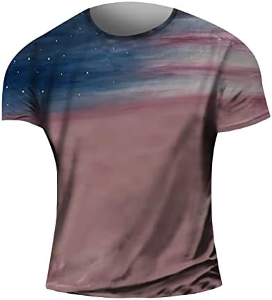 Bmısegm Yaz erkek T-Shirt Erkek Gömlek Casual Kısa Kollu Yaz 3D Dijital Baskı Bağımsızlık Günü Düz T Shirt