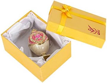 QIFU-El Boyalı Emaye Faberge Yumurta Tarzı Dekoratif Menteşeli Takı Biblo Kutusu Benzersiz Hediye Ev Dekor İçin