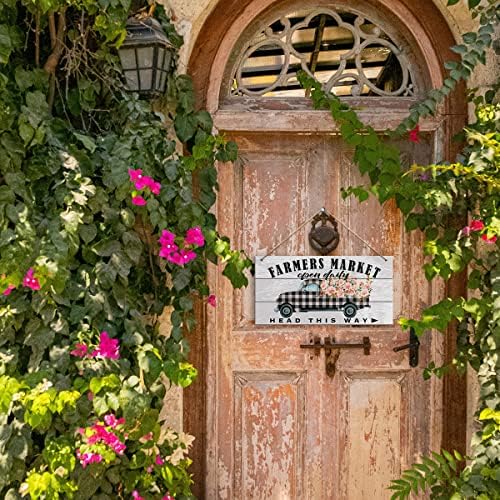 Bahar Duvar Dekor İşareti, Çiftçi Pazarı Kafa Bu Şekilde, Bahar Süslemeleri Ev yatak odası kapısı Sundurma Rustik Flora Asılı