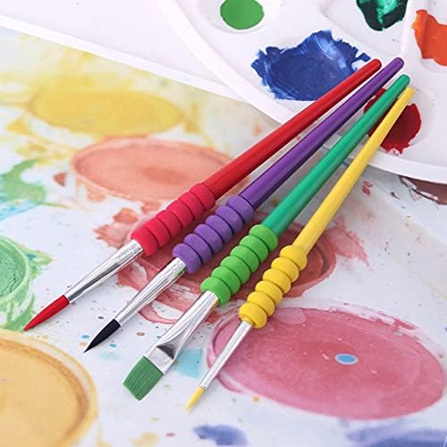 4 Adet Suluboya boya kalemi Naylon Saç Çizim Sanat Plastik Saplı Şeker Renk Yağ Fırça Seti