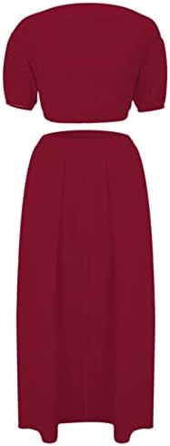 MIASHUI Kısa Elbiseler Kadınlar için Rahat kadın Elbise Seti Kare Boyun Düz Renk Kısa Kollu Kısa Orta Uzunlukta Yaz